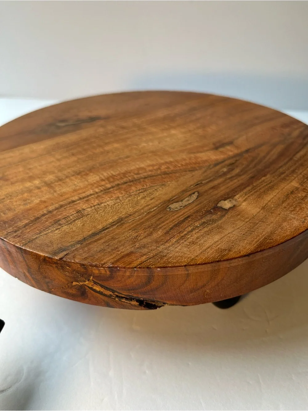 Wood Stand Pedestal Riser Thick Round Slab Hairpin Legs Boho Industrial 9